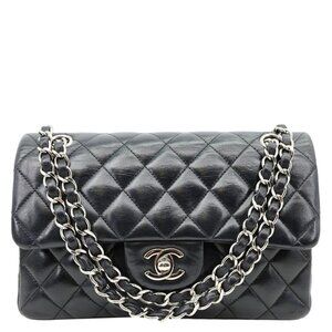 Chanel  Classic Double Flap Leather Shoulder Bag Black 18456520